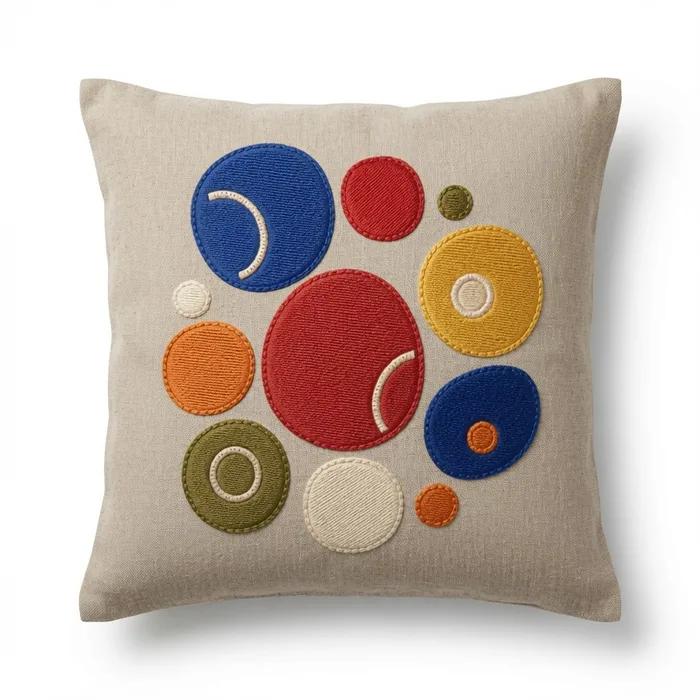 Bold Dots — embroidered decorative cushion cover