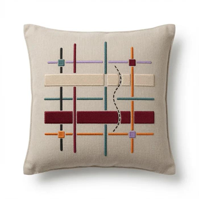 Broken Plaid — embroidered decorative cushion cover