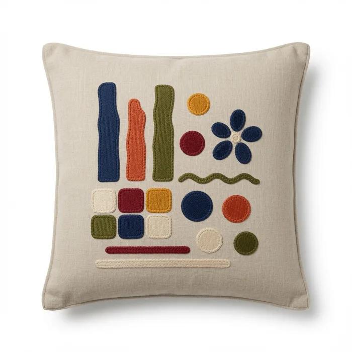 Rhythm Emblem — embroidered decorative cushion cover